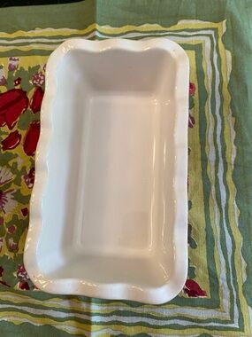 Emile Henry Red Ceramic Scalloped Edge Loaf Pan
